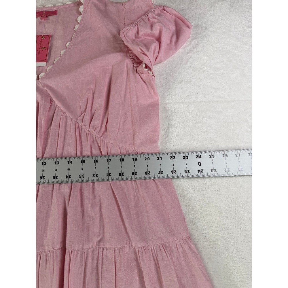 Simply Southern Ric-Rac Tiered Babydoll Dress Women M Pink Boho Ruffle Flowy NWT - Picture 12 of 16